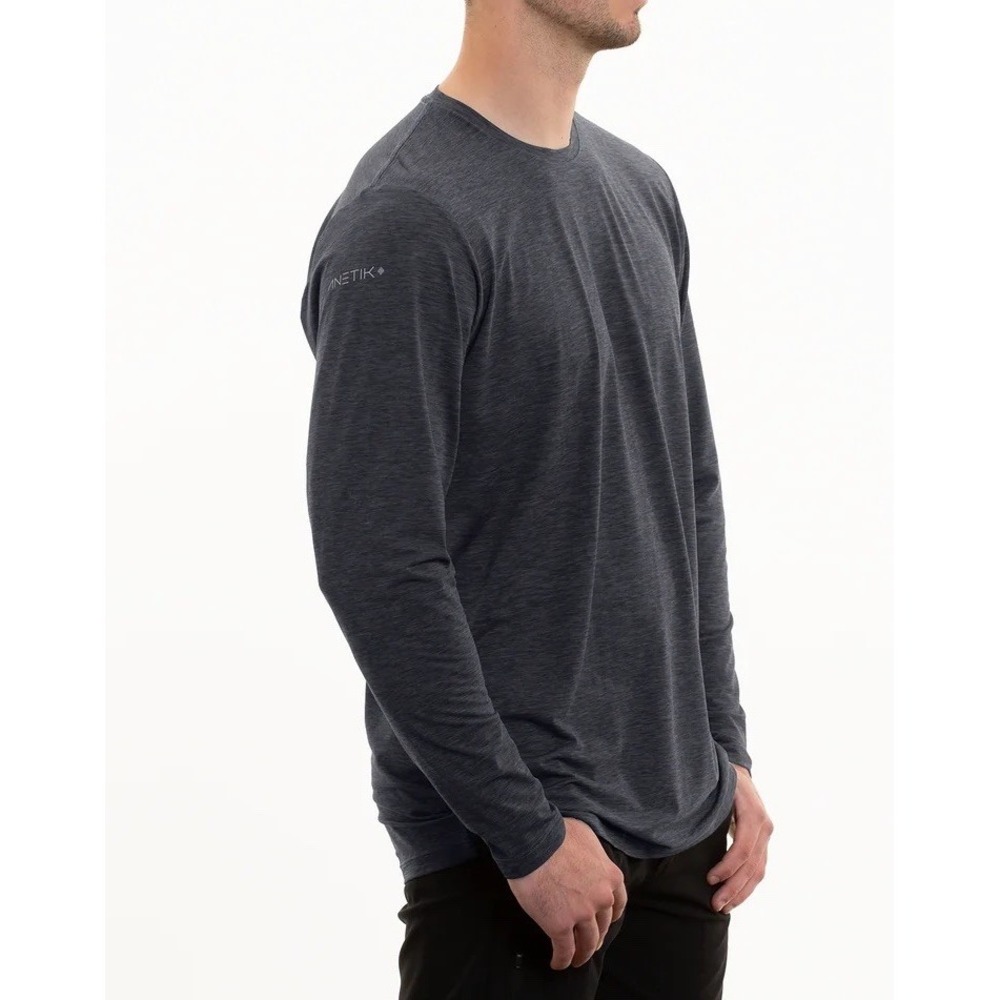 Anetik Low Pro Tech Long Sleeve Performance Shirt Men L Charcoal Heather UPF 30+